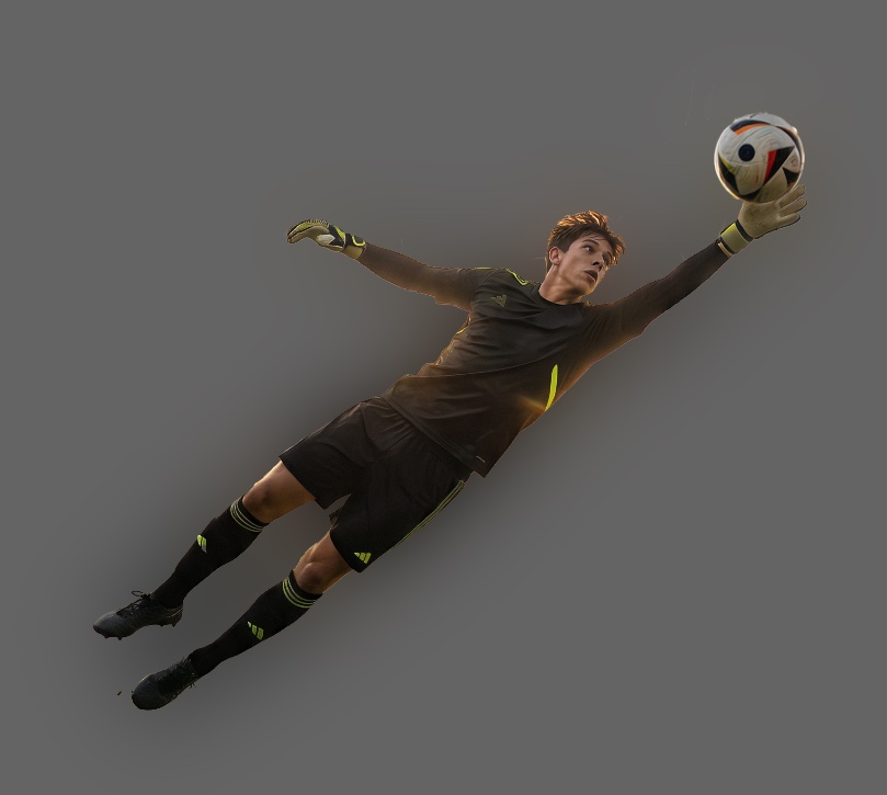 Lucas Goalkeeper of Football, Soccer in Mississauga, Ontario making a diving save.